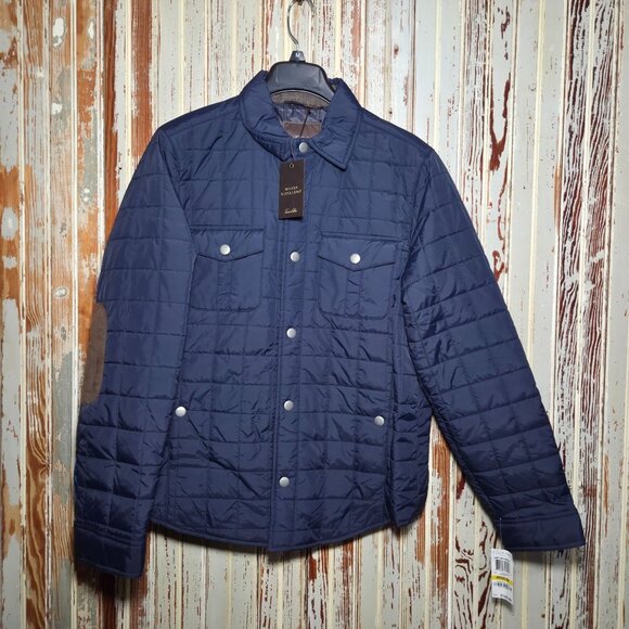 Tasso Elba Navy Quilted Water Repellent Jacket M Nylon Polyester For Men - Picture 1 of 6